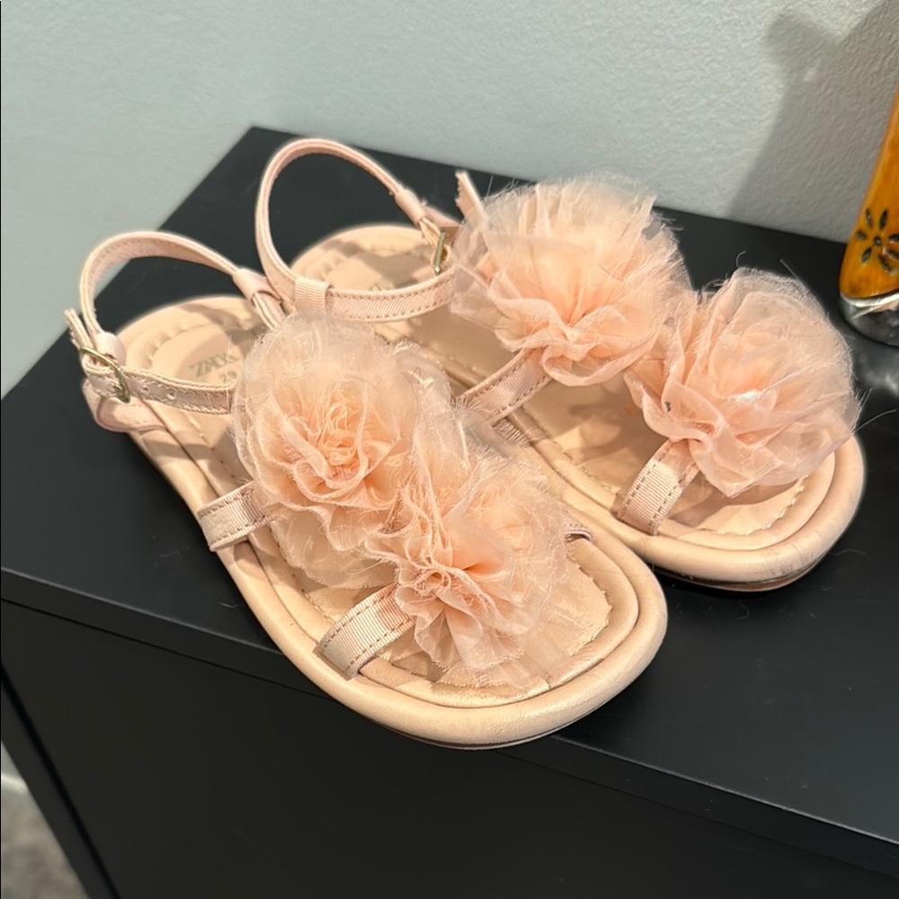 Zara Peach Floral Kids Sandals